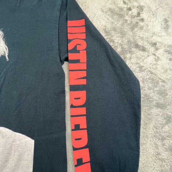 Justin Bieber Purpose Tour Shirt Mens Medium Black Long Sleeve AOP Concert Tee - Picture 10 of 12